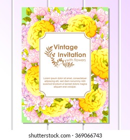 Invitation with floral background