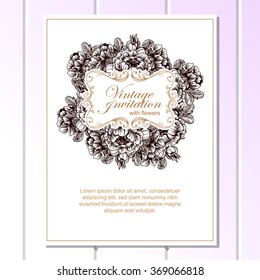 Invitation with floral background
