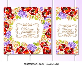 Invitation with floral background