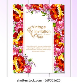 Invitation with floral background