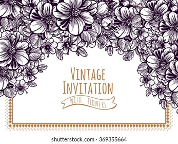 Invitation with floral background