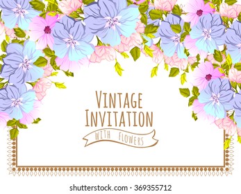 Invitation with floral background