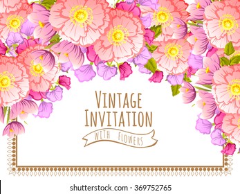Invitation with floral background