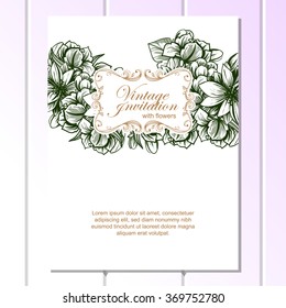 Invitation with floral background