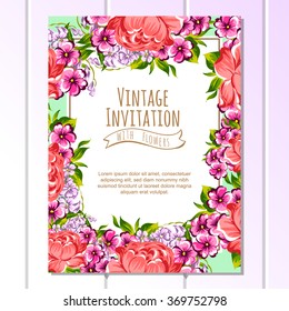 Invitation with floral background