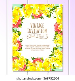 Invitation with floral background