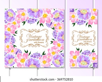 Invitation with floral background