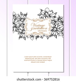 Invitation with floral background