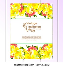 Invitation with floral background