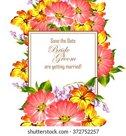 Invitation with floral background