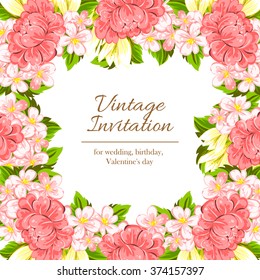 Invitation with floral background