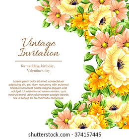 Invitation with floral background