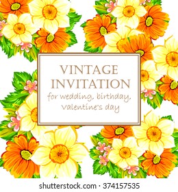 Invitation with floral background