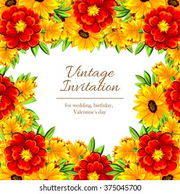 Invitation with floral background