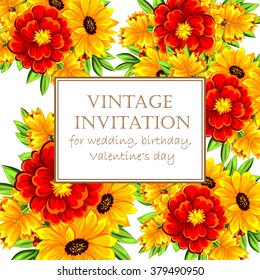 Invitation with floral background