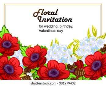Invitation with floral background