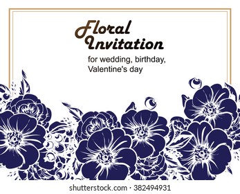 Invitation with floral background