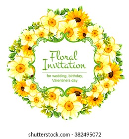 Invitation with floral background