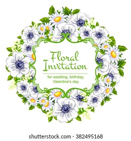 Invitation with floral background