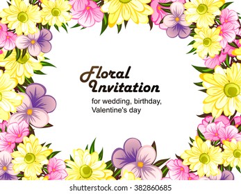 Invitation with floral background