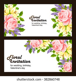 Invitation with floral background