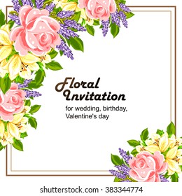 Invitation with floral background