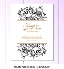 Invitation with floral background