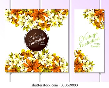 Invitation with floral background