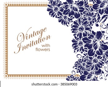 Invitation with floral background