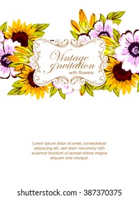 Invitation with floral background