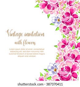 Invitation with floral background