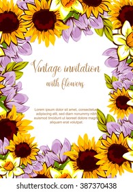 Invitation with floral background