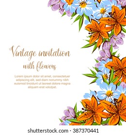 Invitation with floral background