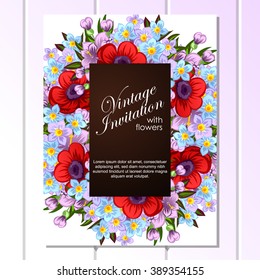 Invitation with floral background