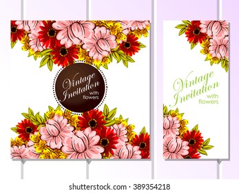 Invitation with floral background