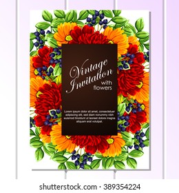 Invitation with floral background