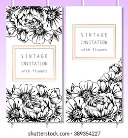Invitation with floral background