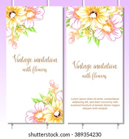 Invitation with floral background