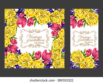 Invitation with floral background