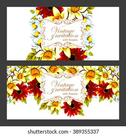 Invitation with floral background