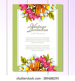 Invitation with floral background