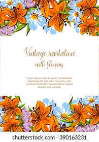 Invitation with floral background