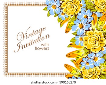 Invitation with floral background