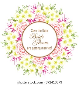 Invitation with floral background