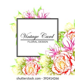 Invitation with floral background