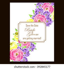 Invitation with floral background