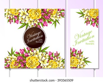 Invitation with floral background