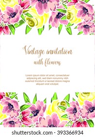 Invitation with floral background