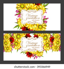 Invitation with floral background