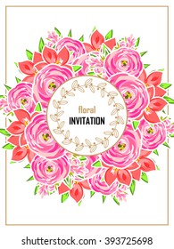 Invitation with floral background
